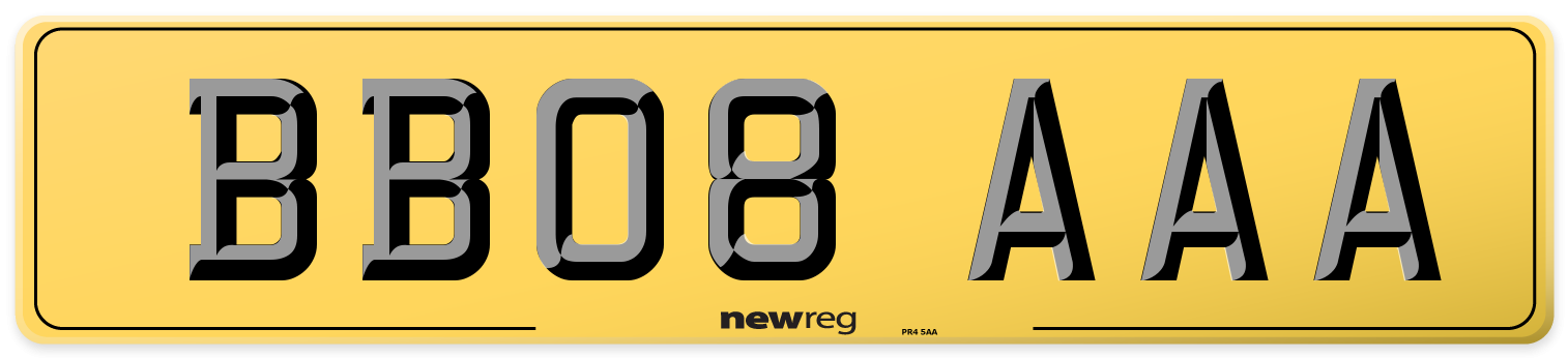 BB08 AAA Rear Number Plate