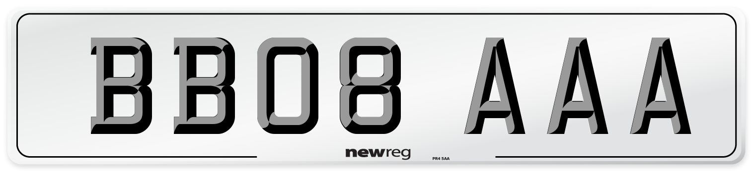 BB08 AAA Front Number Plate