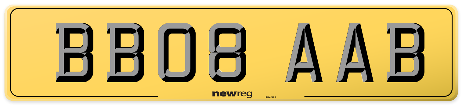 BB08 AAB Rear Number Plate