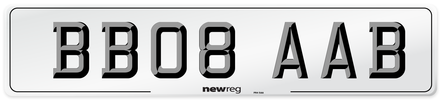BB08 AAB Front Number Plate