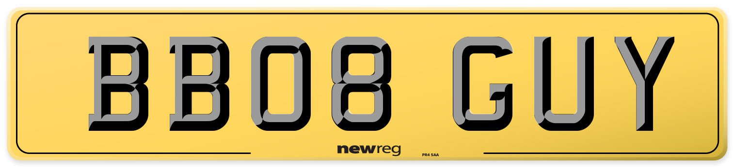 BB08 GUY Rear Number Plate