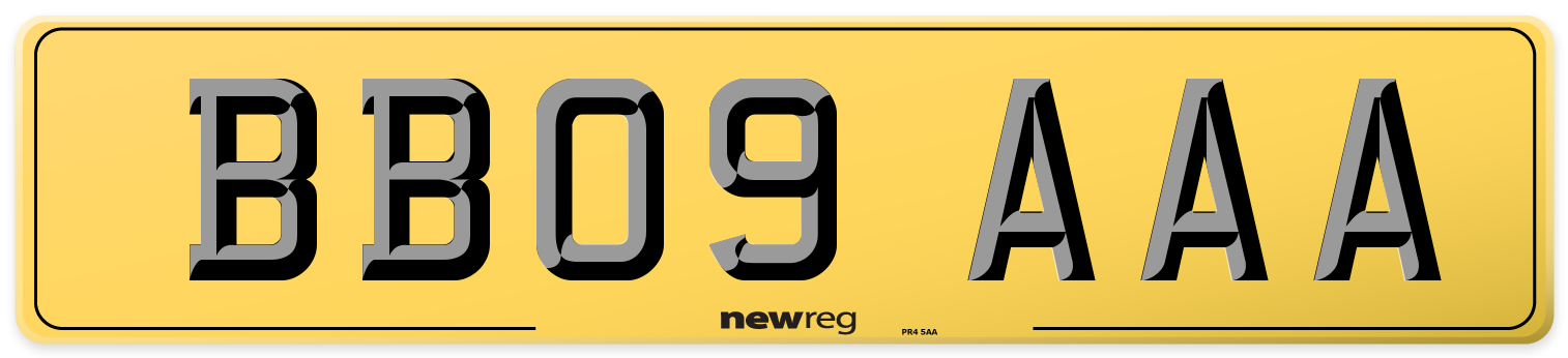 BB09 AAA Rear Number Plate