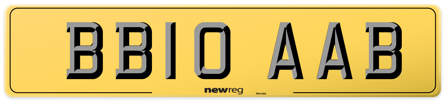 BB10 AAB Rear Number Plate