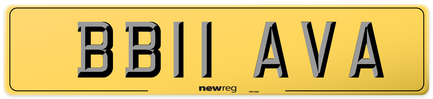 BB11 AVA Rear Number Plate