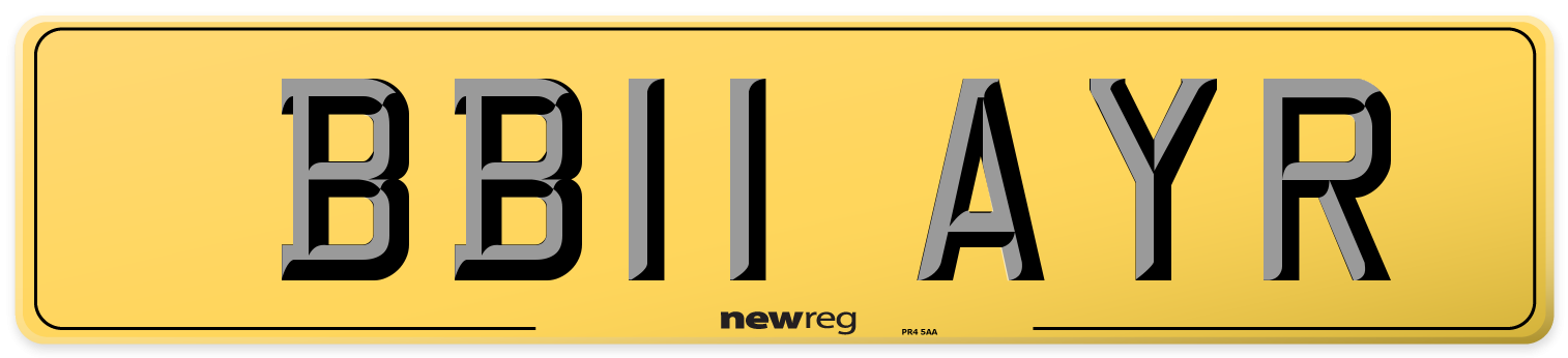 BB11 AYR Rear Number Plate