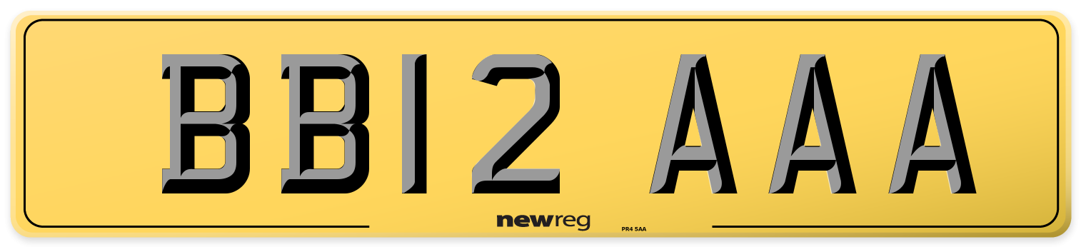 BB12 AAA Rear Number Plate