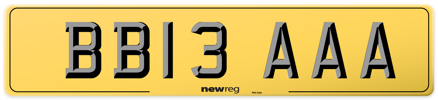 BB13 AAA Rear Number Plate