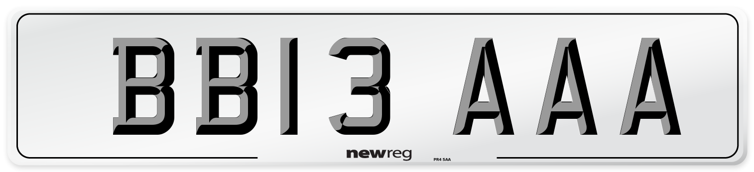 BB13 AAA Front Number Plate