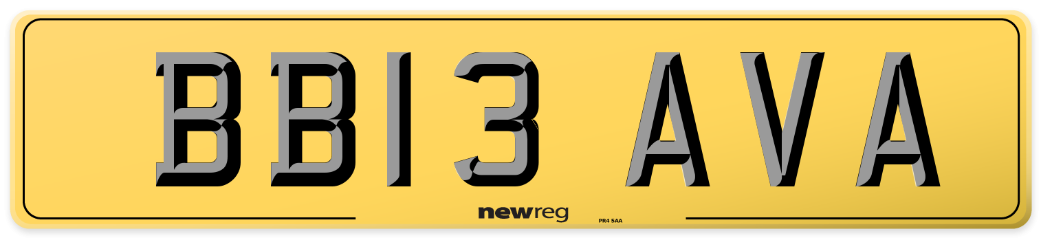 BB13 AVA Rear Number Plate