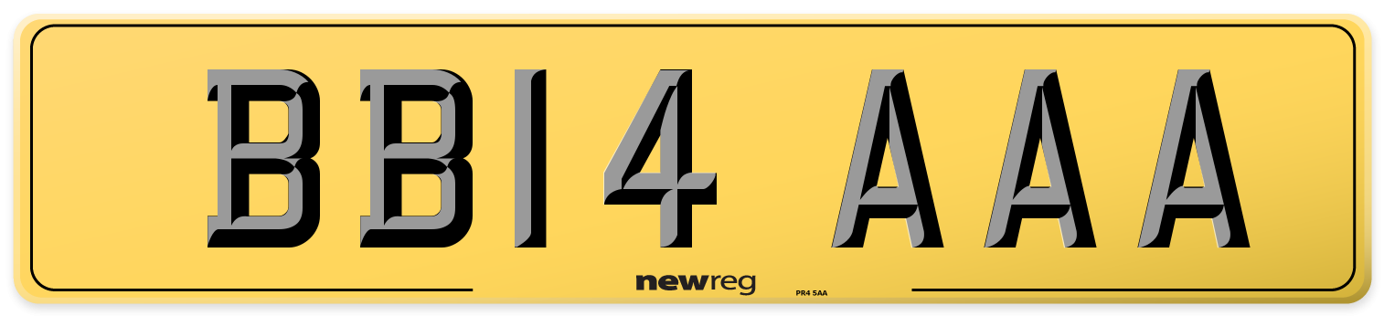 BB14 AAA Rear Number Plate