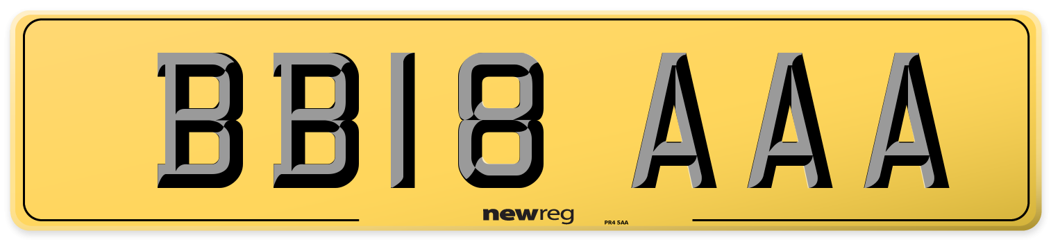 BB18 AAA Rear Number Plate