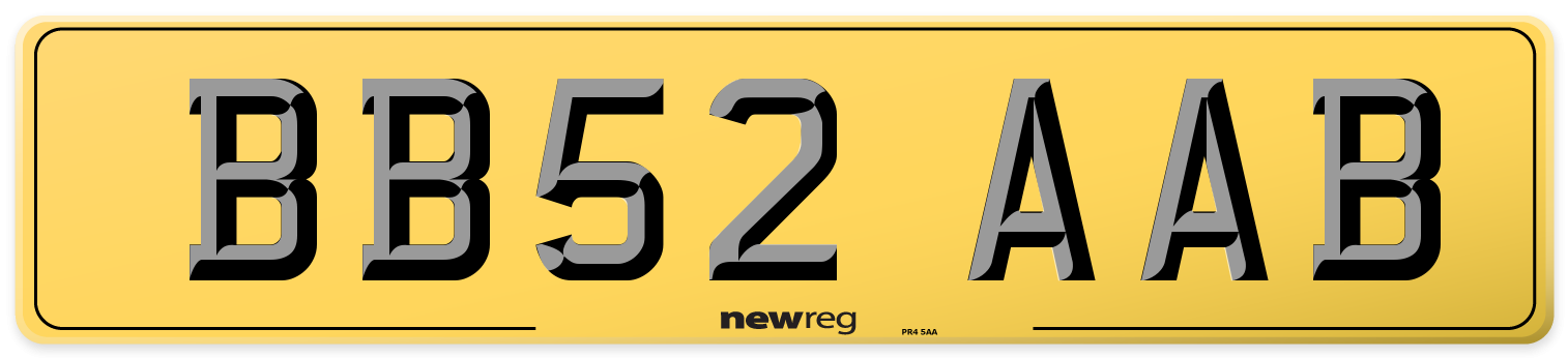 BB52 AAB Rear Number Plate