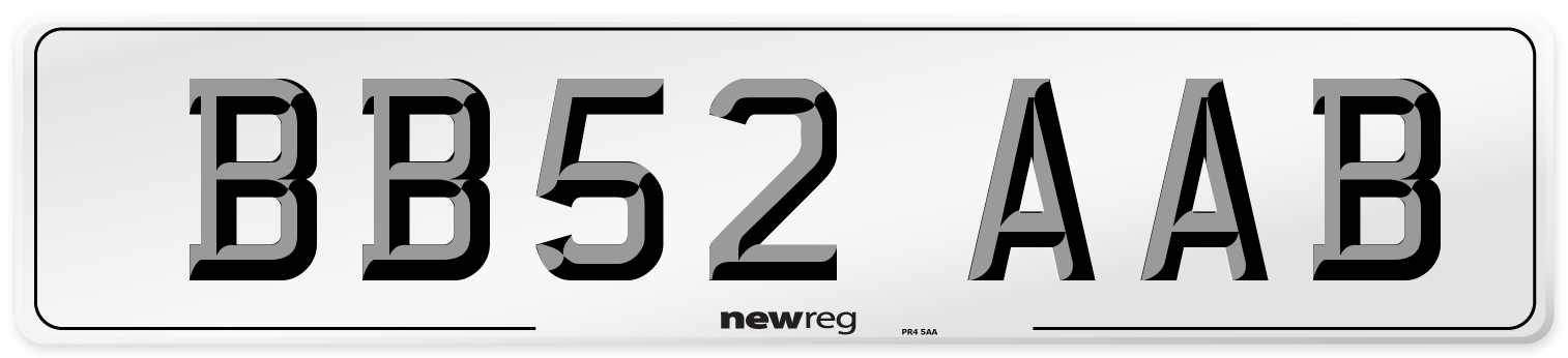 BB52 AAB Front Number Plate