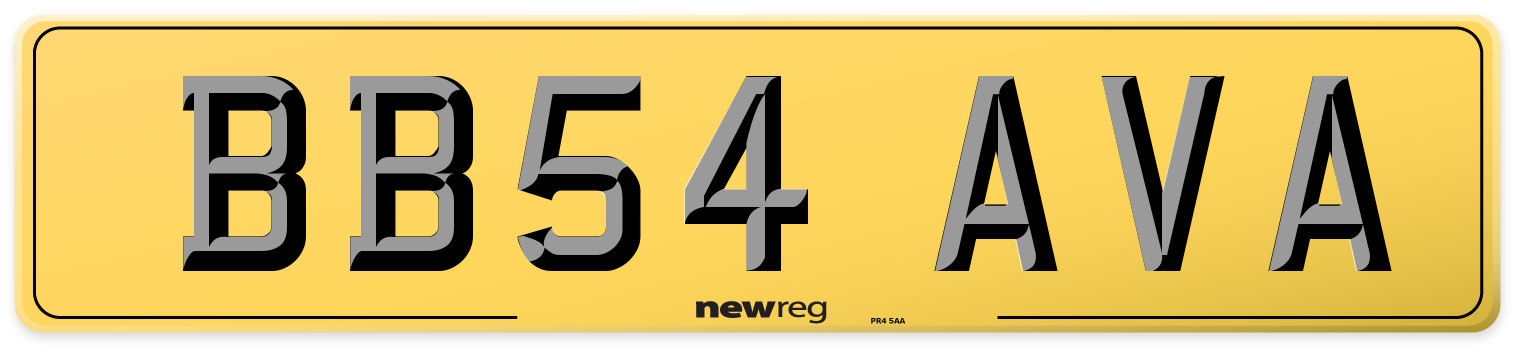 BB54 AVA Rear Number Plate