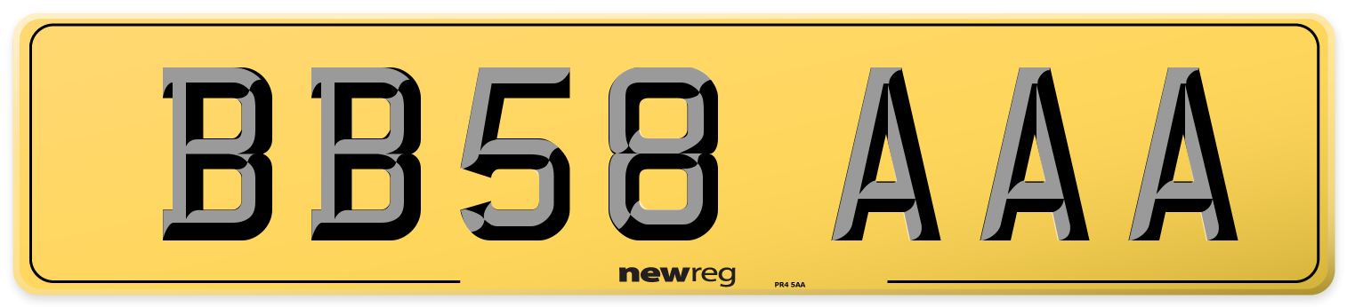 BB58 AAA Rear Number Plate