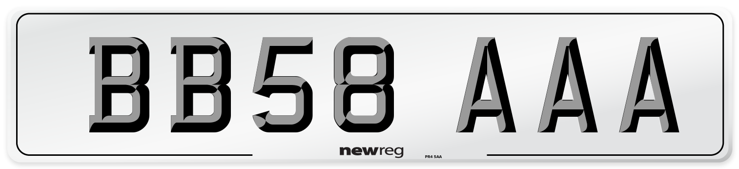 BB58 AAA Front Number Plate