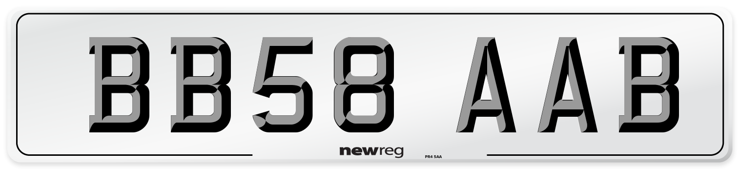BB58 AAB Front Number Plate