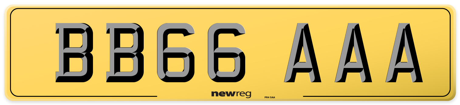 BB66 AAA Rear Number Plate