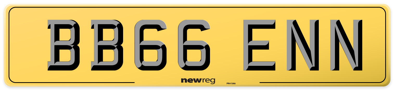 BB66 ENN Rear Number Plate