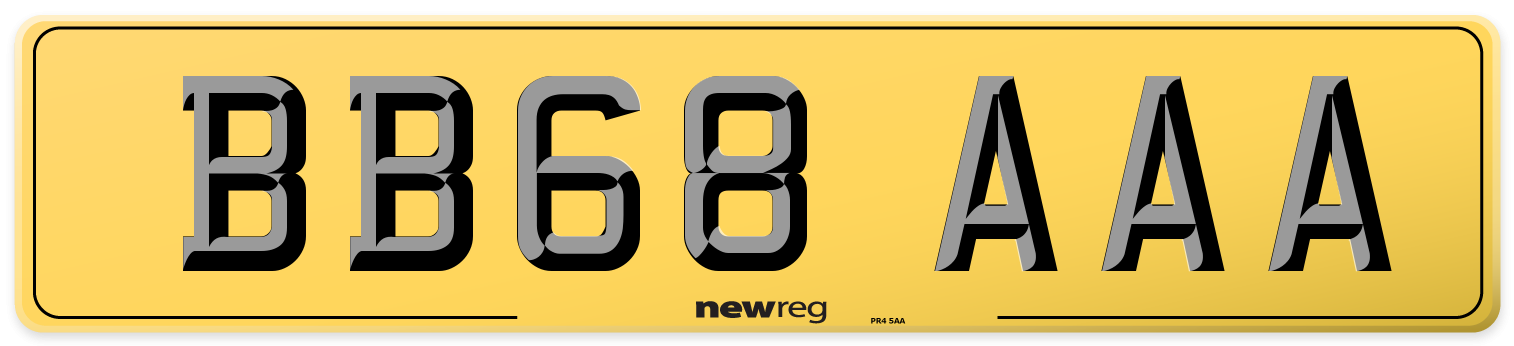 BB68 AAA Rear Number Plate