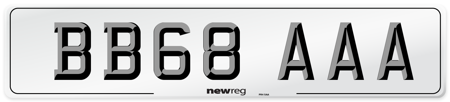 BB68 AAA Front Number Plate