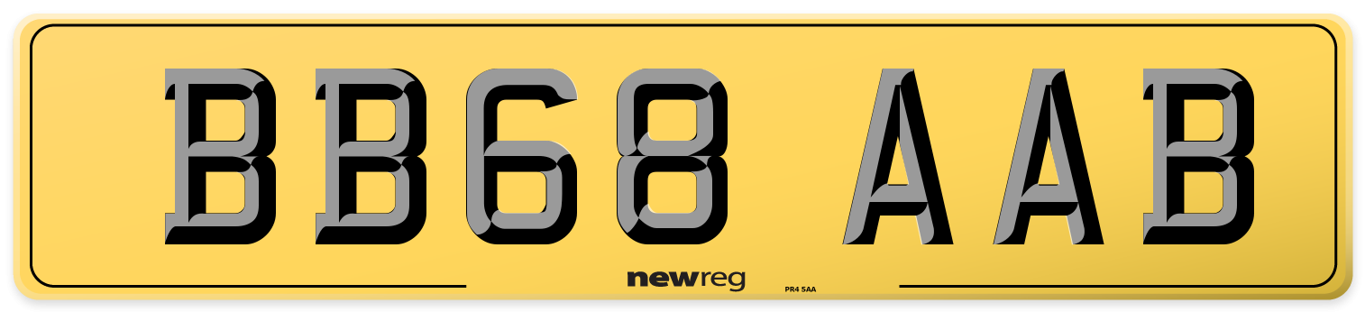BB68 AAB Rear Number Plate