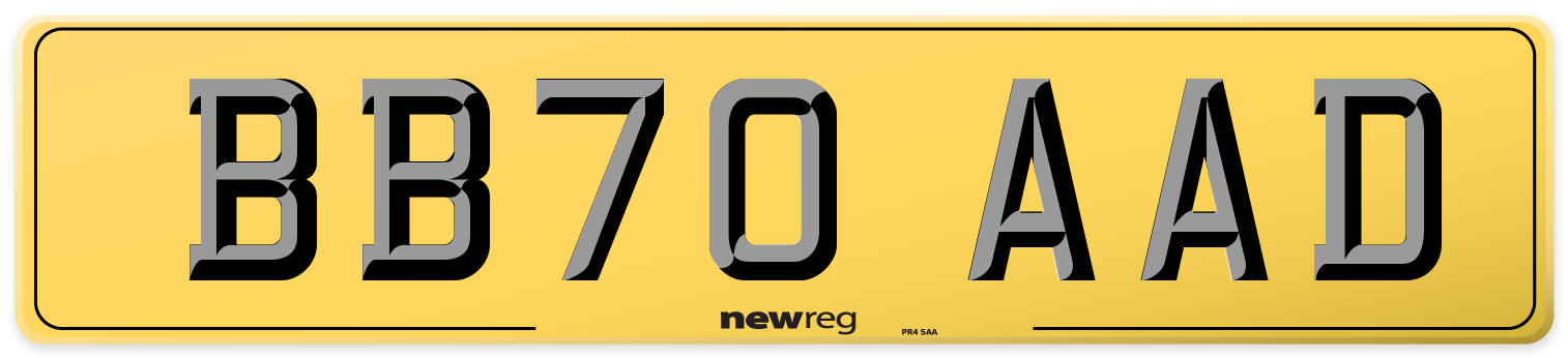BB70 AAD Rear Number Plate