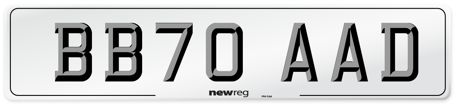 BB70 AAD Front Number Plate