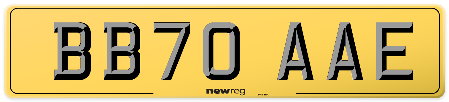BB70 AAE Rear Number Plate