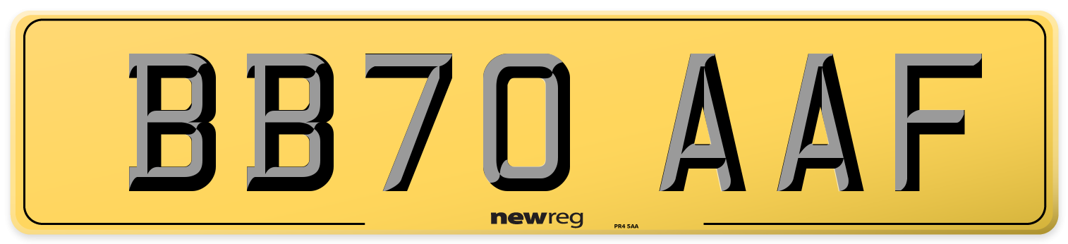 BB70 AAF Rear Number Plate