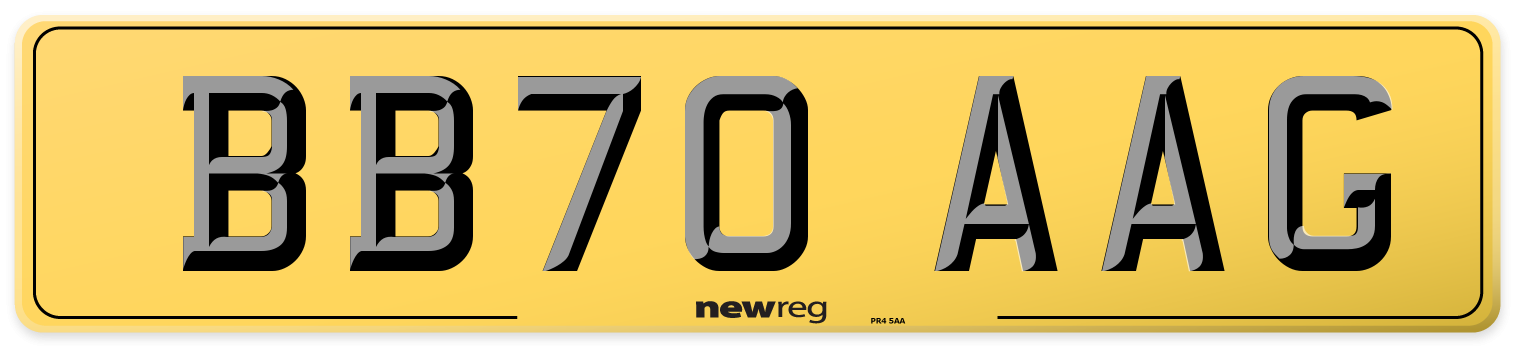 BB70 AAG Rear Number Plate