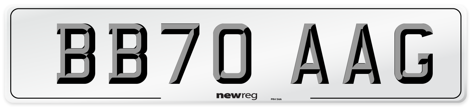 BB70 AAG Front Number Plate