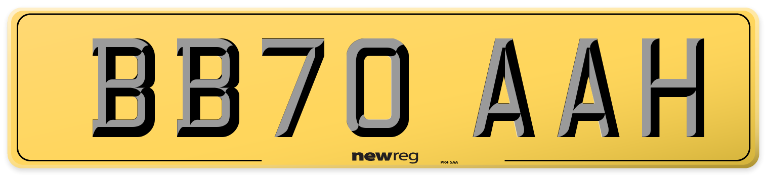 BB70 AAH Rear Number Plate