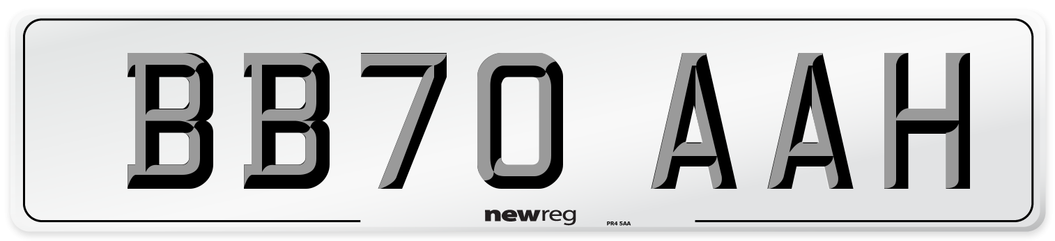 BB70 AAH Front Number Plate