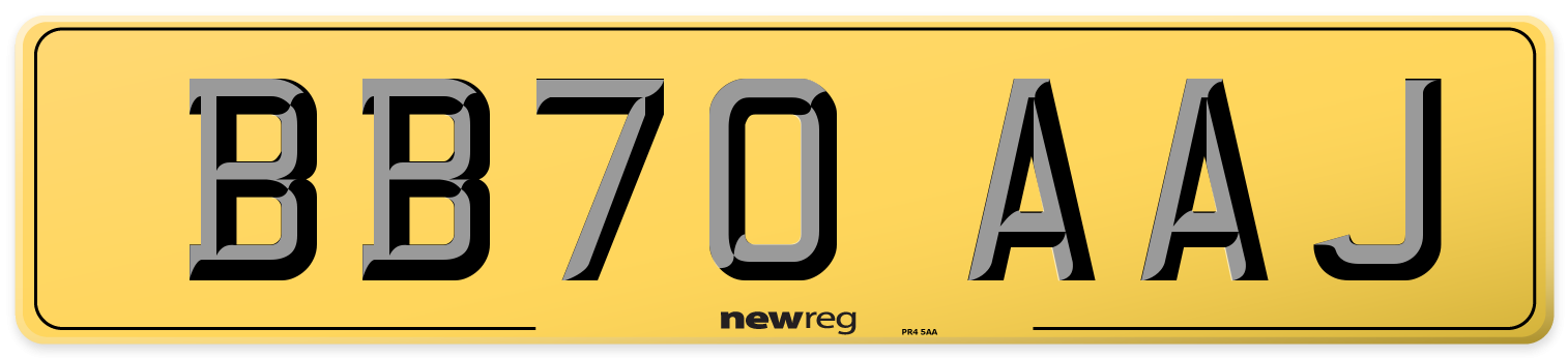 BB70 AAJ Rear Number Plate
