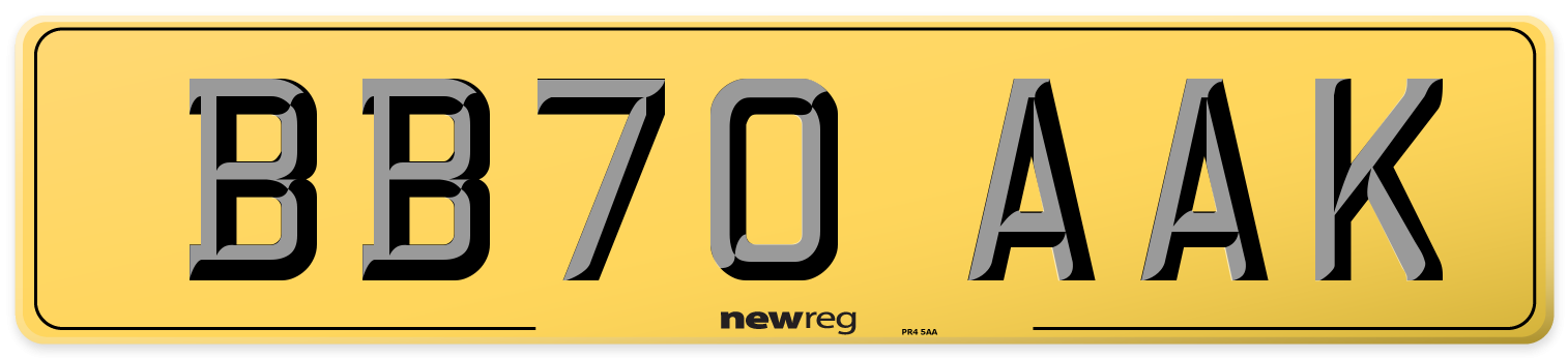 BB70 AAK Rear Number Plate