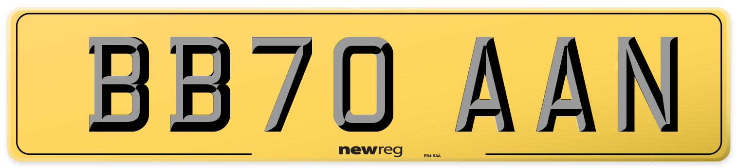 BB70 AAN Rear Number Plate