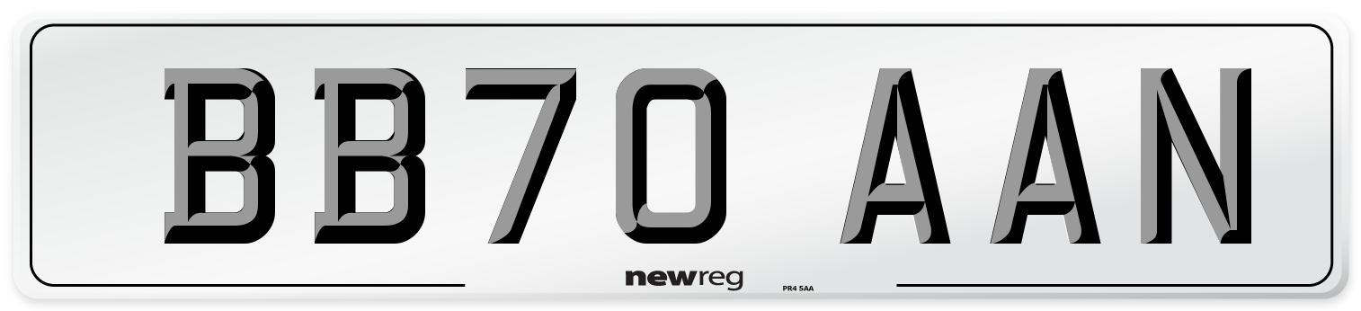 BB70 AAN Front Number Plate