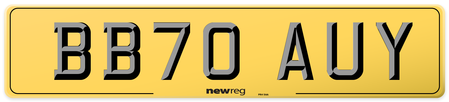 BB70 AUY Rear Number Plate