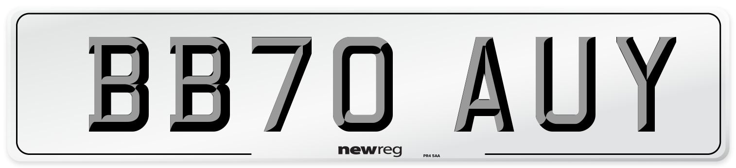 BB70 AUY Front Number Plate