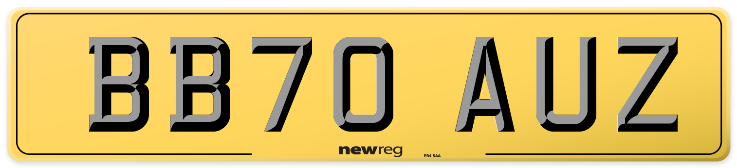 BB70 AUZ Rear Number Plate