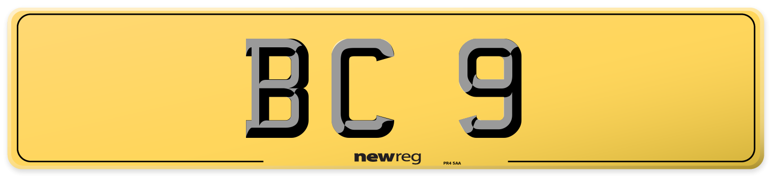 BC 9 Rear Number Plate