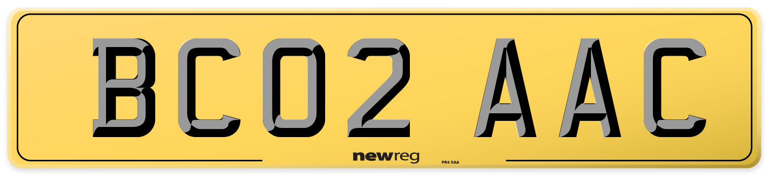 BC02 AAC Rear Number Plate