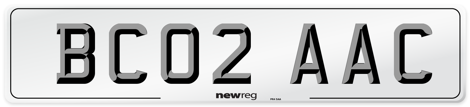 BC02 AAC Front Number Plate