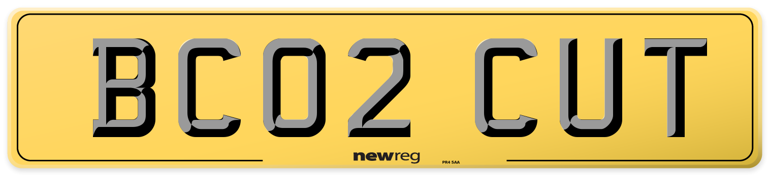 BC02 CUT Rear Number Plate