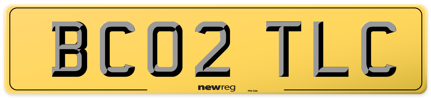 BC02 TLC Rear Number Plate