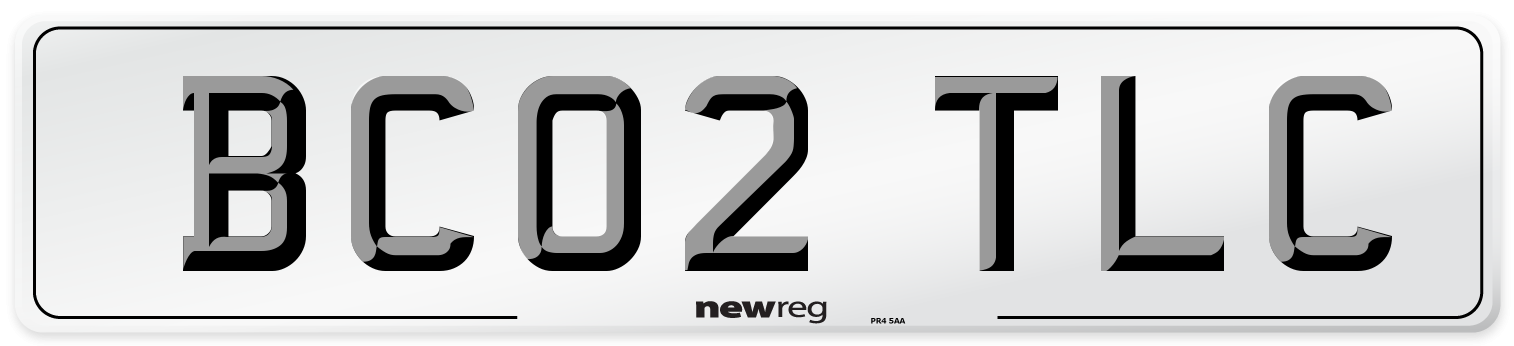 BC02 TLC Front Number Plate