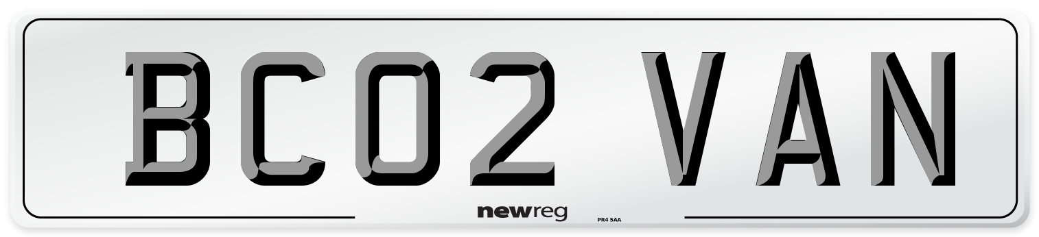 BC02 VAN Front Number Plate