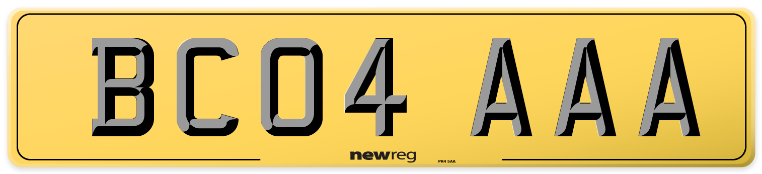BC04 AAA Rear Number Plate