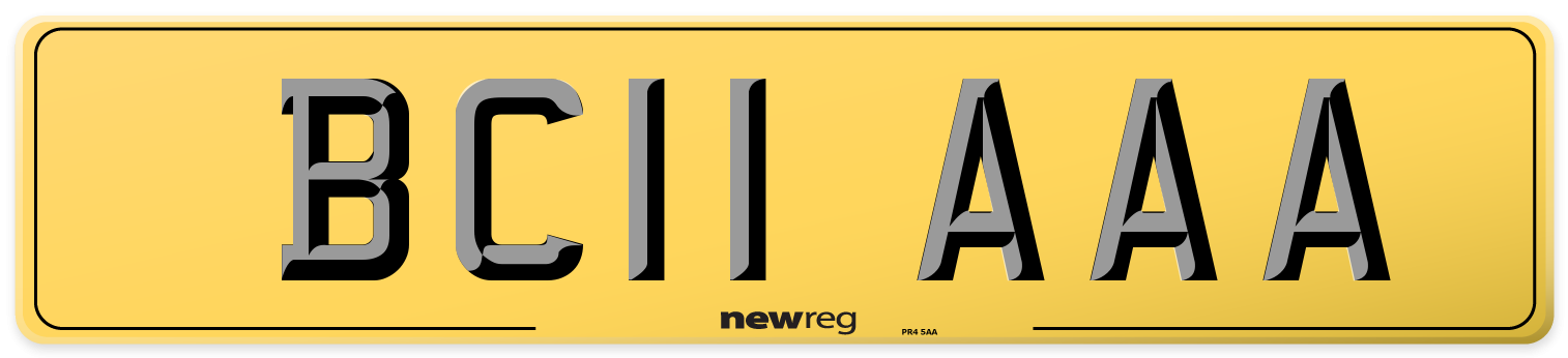 BC11 AAA Rear Number Plate